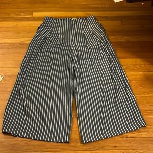 NWT blue rain Francesca’s striped wide leg crop pants • size L
